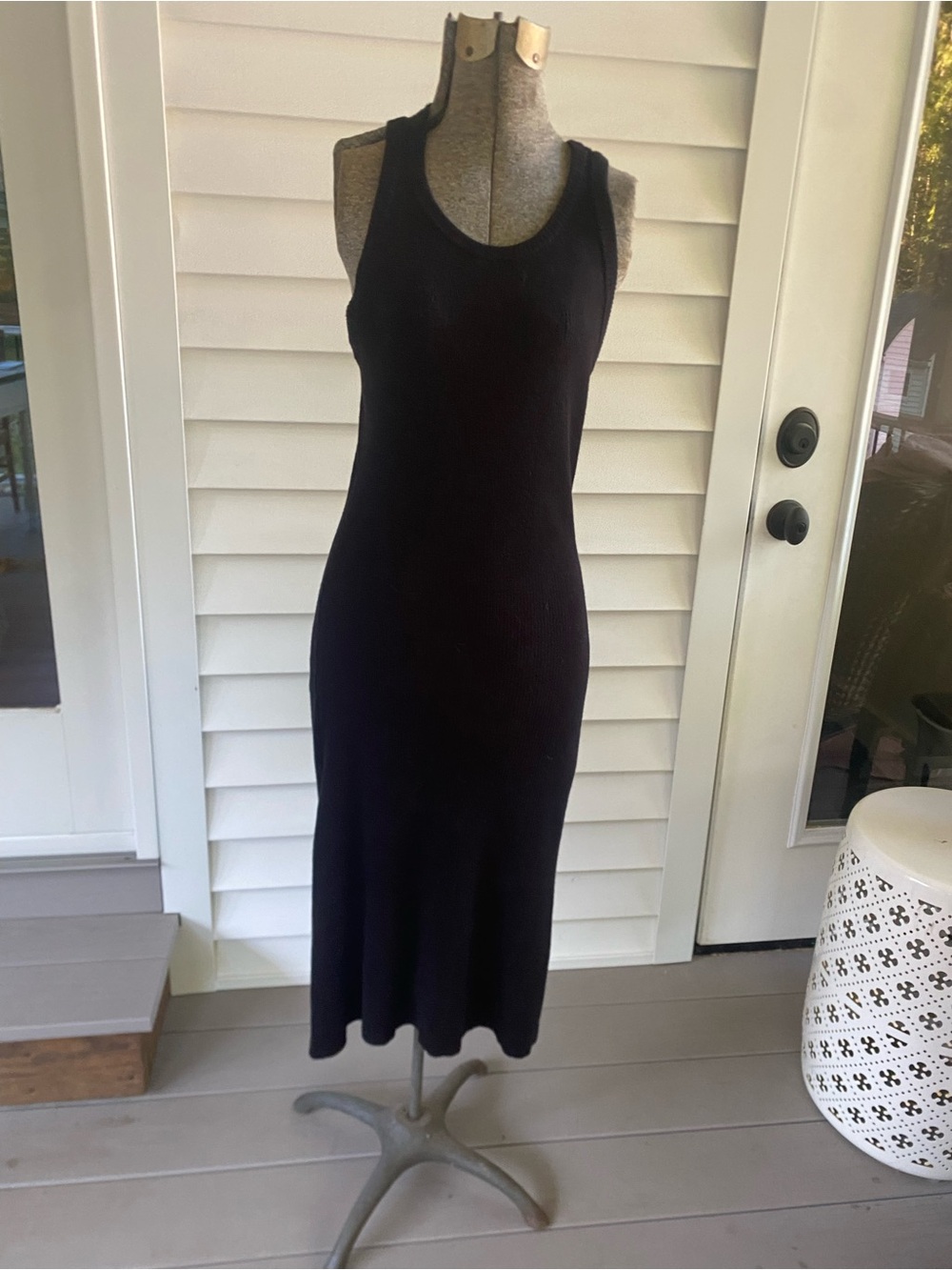 Rachel Zoe Black Ribbed Tank Midi Dress